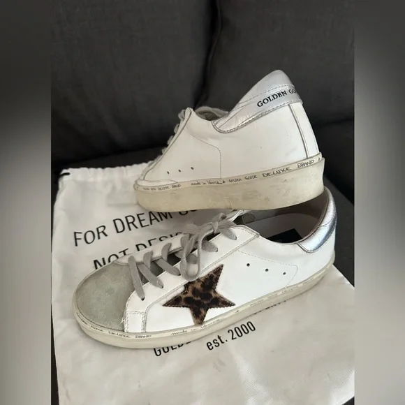 Golden Goose | Shoes | Golden Goose High Star With Star In Leopard Print  Pony Skin And Silver Heel | Poshmark